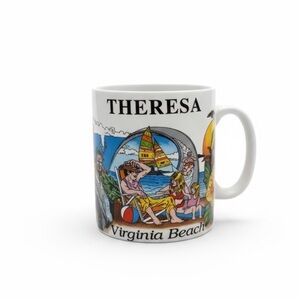 VTG VIRGINIA BEACH “Theresa” Souvenir Coffee Mug VA gift Theresa name present